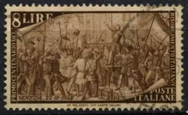 Italy 1948 SG#710, 8L Chocolate 1848 Revolution Used #D65520