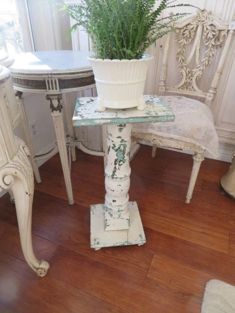 AWESOME Old Vintage Architectural WOOD COLUMN PEDESTAL DISPLAY STAND White