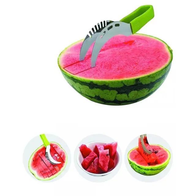 Watermelon Slicer Cutter Knife Server Corer Scoop Stainless Steel Kitchen Tool