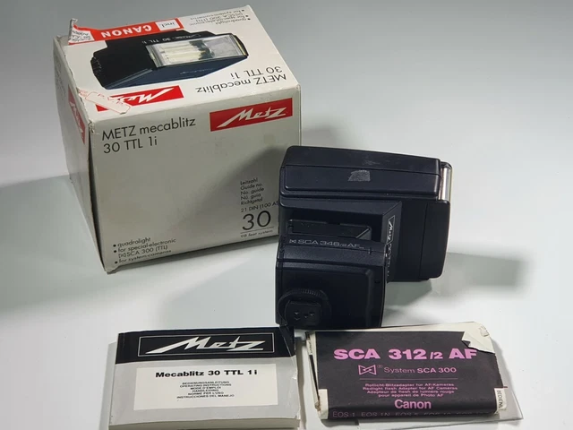 Nice METZ Mecablitz 30 TTL 1i + METZ SCA 312/2 AF Adapter For Canon EOS