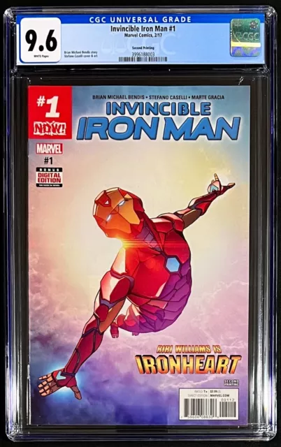 Invincible Iron Man #1 CGC 9.6 Rare 2nd Print Variant Riri Williams LowPrint RUN