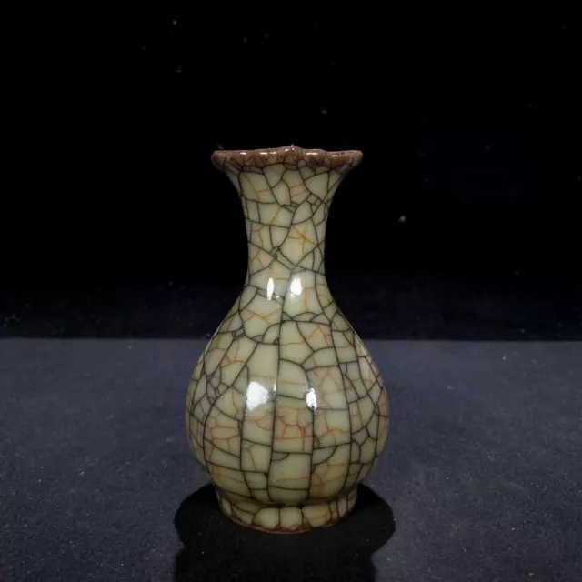 5.5" China Antique Song dynasty Porcelain ge kiln Ice crack Flower mouth vase