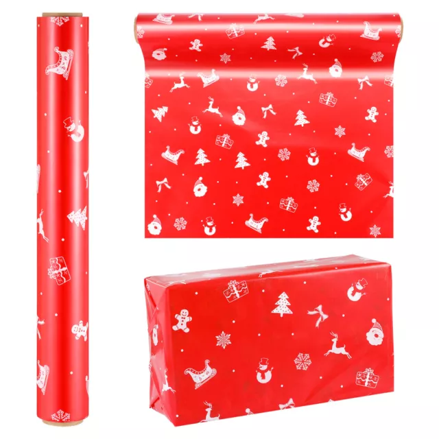 Christmas Cello Roll - Red with Designs - 98.4 X 15.7 in.-GD