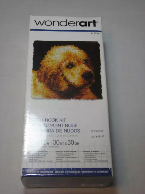 NUEVO Wondert Latch Hook Kit 12 x 12" Alfombra Cachorro Amor Caron Golden Retriever Lab