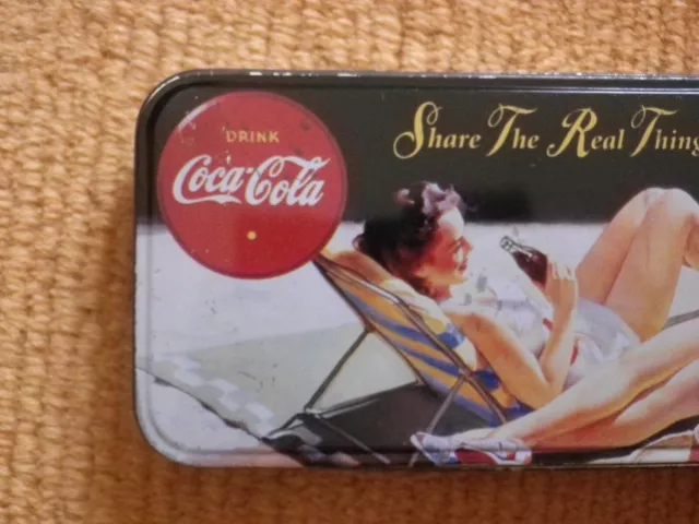 Alte Coca Cola Blechdose Federtasche Dose Nostalgie Motiv Werbung Reklame Stifte 2