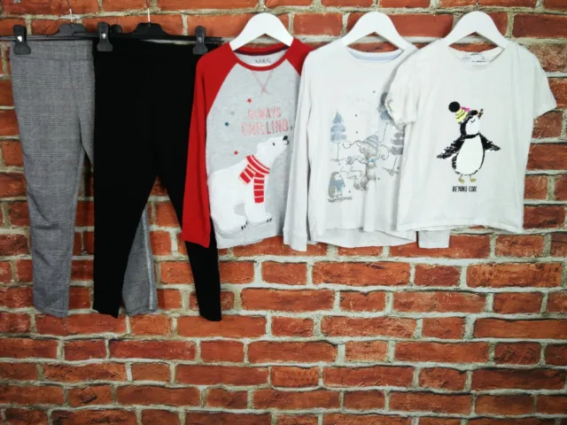 Girls Bundle Age 7-8 Years Next M&S Leggings T-Shirt Christmas Set Sequins 128Cm
