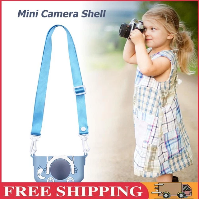 Portable Mini Cartoon Camera Cover Adjustable Silicone Shell (Blue Cat)
