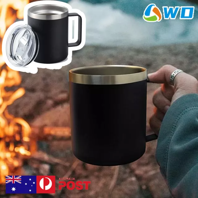 Insulated Coffee Mug Travel Mug Tumbler Cup with Lid Handle Stainless Steel AU