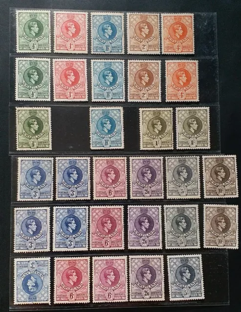 SWAZILAND 1938 KGVI 1/2d to 10s SG 28 - 38 Sc 27 - 37 P13 P13.5 color change MLH