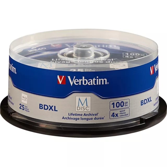 M DISC VERBATIM BDXL 100GB 4X Branded Logo 25 pk Spindle 98914