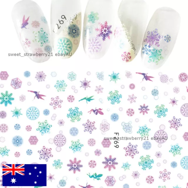 SNOWFLAKE nail art sticker decal pastel purple green fairy xmas christmas winter