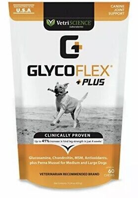 VetriScience Laboratories GlycoFlex Plus Hip & Joint for Dogs 60 Count-Duck