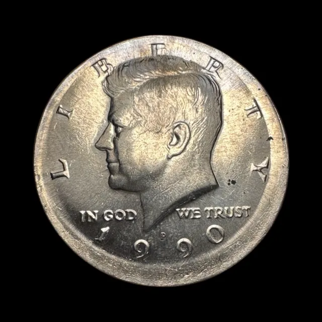 1990 Kennedy Half Dollar Struck Off Center 10% Awesome Error Bu Coin Philad. 50C