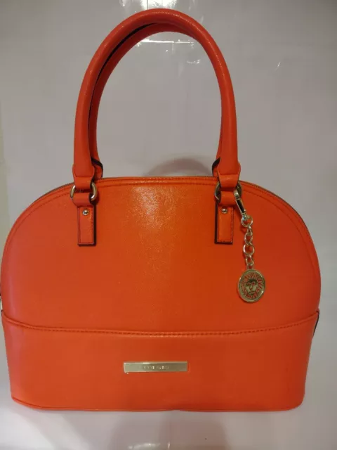 $695 tag ANNE KLEIN orange ostrich leather handbag made in ITALY Brand NEW
