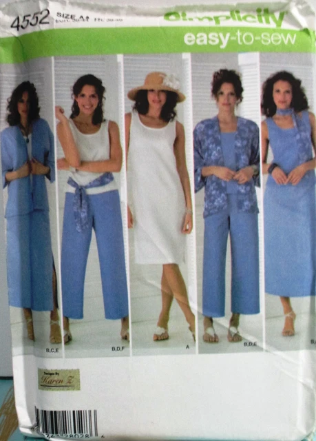 UNCUT-Simplicity Pattern #4552  Size 10-18 -Misses' Skirt/Cropped Pants/Dress