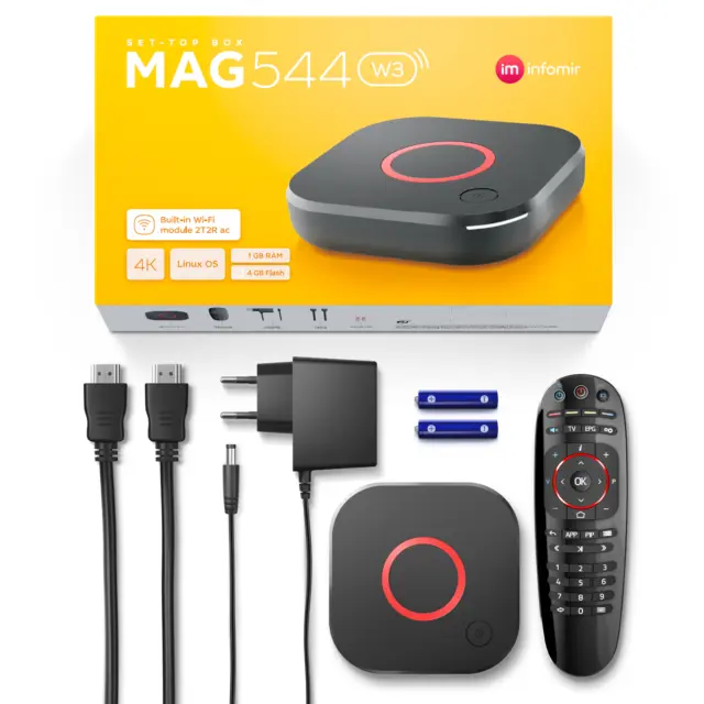 mag 544w3 Original Infomir, MAG544w3 Linux 4K IPTV Set Top Box Multimedia Player