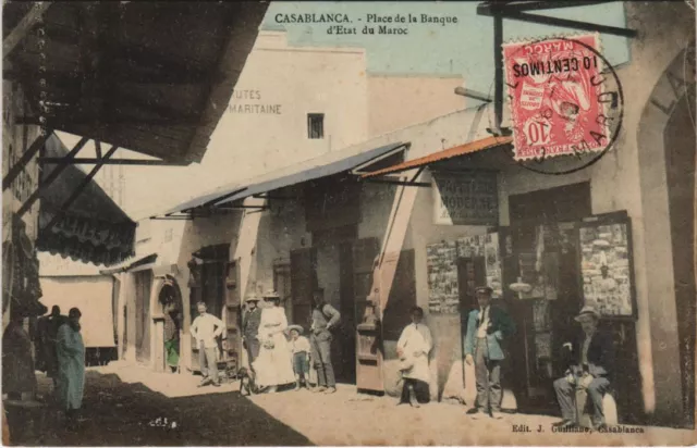 CPA AK CASABLANCA place de la Banque d'Etat du Maroc MAROC (23074)