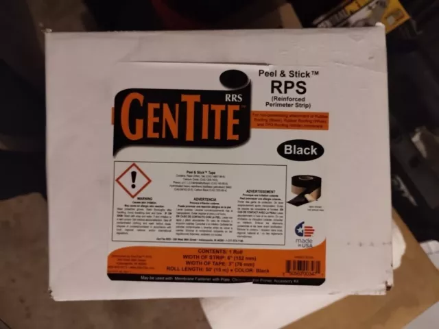 Gentile Rrs RPS Peel & Stick Roof Underlayment  3" X 6" X 50' Roll. Black Tape