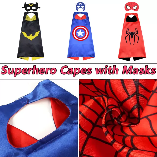 Superhero Cape Mask Super Hero Halloween Party Costume for Teen Child Boy Girl