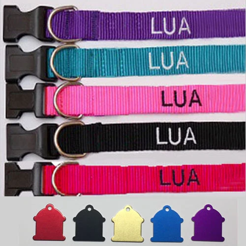 COLLAR DE PERRO Nylon (con nombre) Placa Hidrante (con teléfono