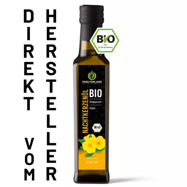 Bio Nachtkerzenöl 250ml, kaltgepresst, vegan, naturrein, GLA Linolensäure 10,2 %