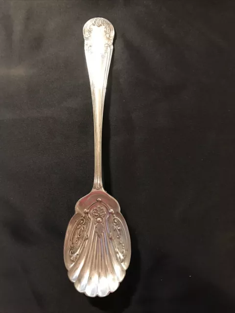 Vintage EPNS Silver Plated Large Fruit Berry Serving Spoon Shell Design 22cm