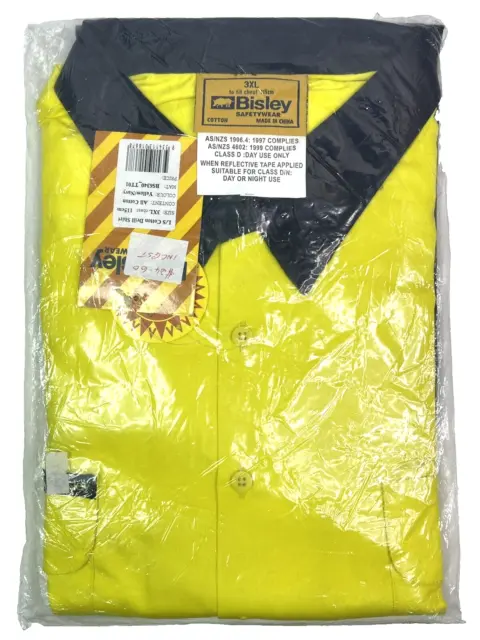 NEW Bisley Safety Work Shirt Mens 3XL Yellow Hi-Vis UV Protection Plus Size