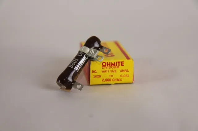 Ohmite  Dividohm    2000 Ohm, 10 Watt, .071 Amp Vitreous Enamel Resistor Nos