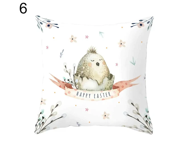 Easter Cartoon Rabbit Bicyle Throw Pillow Cover Case Cushion Home Sofa Car De...