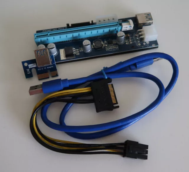 6 Pin PCI Express Riser Card 1 X 16 USB 3.0 Kabel mit Licht für Mining geeignet