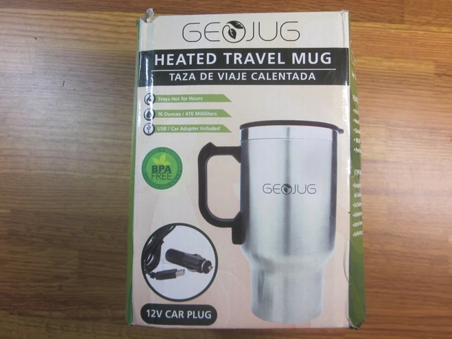 Brentwood Travel Mug 12 Volt Heated, 16 oz, Stainless Steel