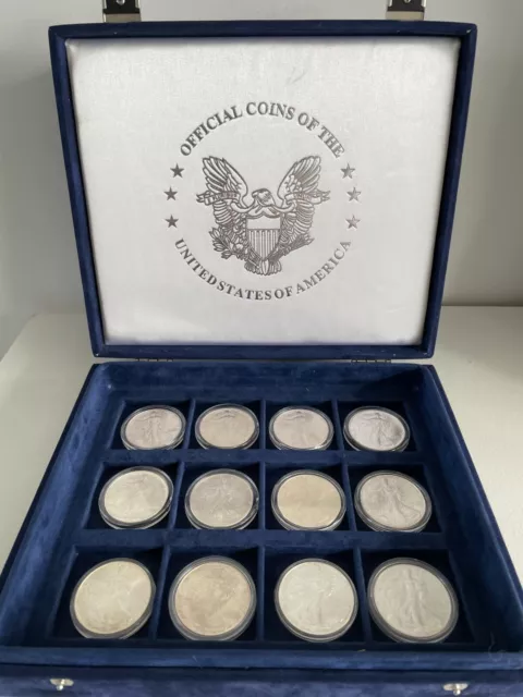 1 oz American Eagle 1oz Fine Silver coins 1990 to 2001 in capsules