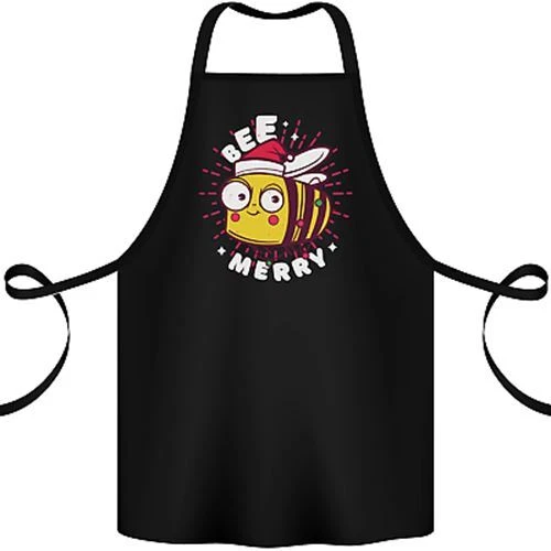 Christmas Bee Merry Funny Novelty Cotton Apron 100% Organic