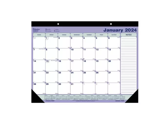 2024 Blueline Monthly Desk Pad Calendar, 22" x 17", January To December 2024