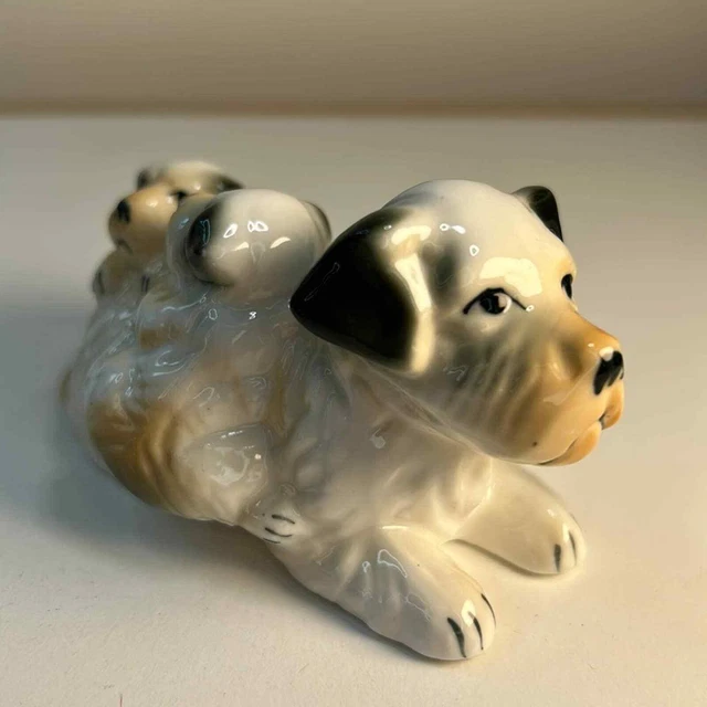 Vintage Terrier with Pups Figurine