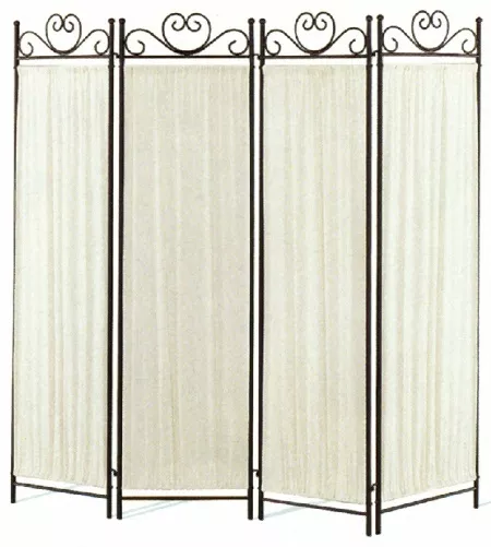 Black & Gold Metal Four Panel Folding Room Divider Screen by Coaster 2710