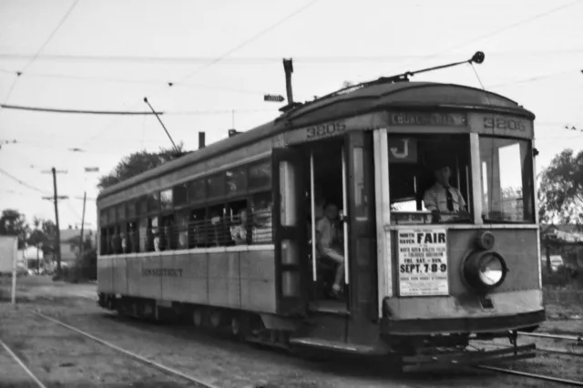 Vintage Old 1940s Photo Negative #3805 New Haven Connecticut Cable Car Trolley