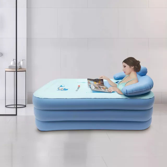Bañera plegable portátil plegable para adultos bañera spa piscina inflable azul PVC EE. UU.