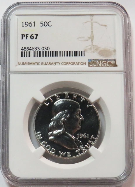 1961 Usa Proof Franklin Half Dollar 50C Coin Ngc Pf 67