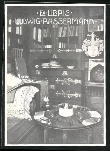 Exlibris von Ludwig Bassermann für Ludwig Bassermann, Bücherei-Bibliothek