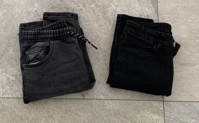 Black Boys Trousers X 2 Pairs. Age 11-12.  Skinny Fit And Normal Fit.