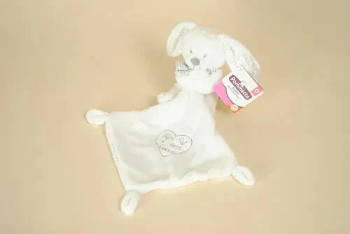 Doudou Peluche Lapin Blanc Cœurs Echarpe Mon Petit Cœur Mouchoir Pommette