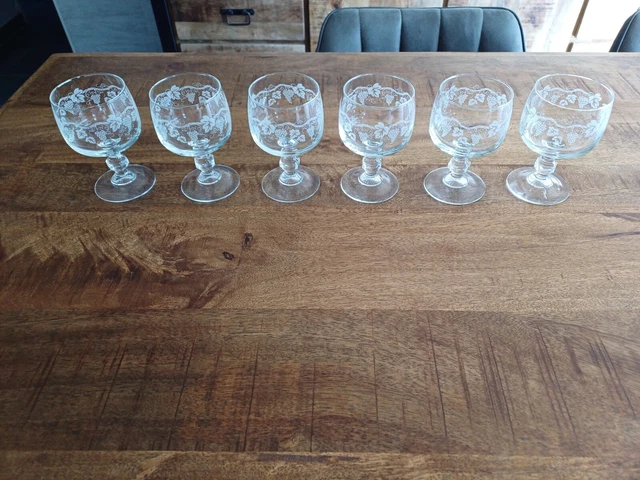 6 verres à vin rouge vintage Cristal d'Arques modèle Chantelle