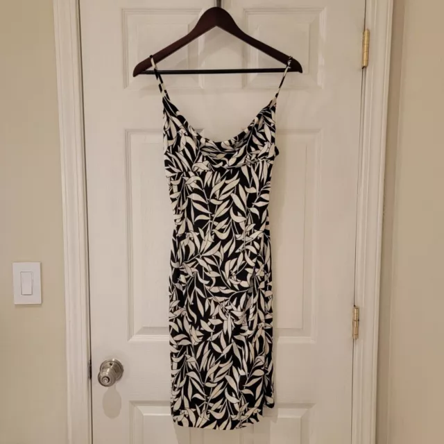 Diane Von Furstenberg Vintage Annette Dress Sz 6 Black White Island Leaves Silk