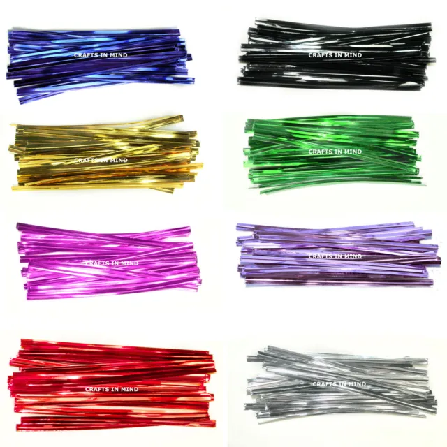 Premium Quality Metallic Twist Ties 10cm for Cone Cello Bags Party/Cake 4 inch