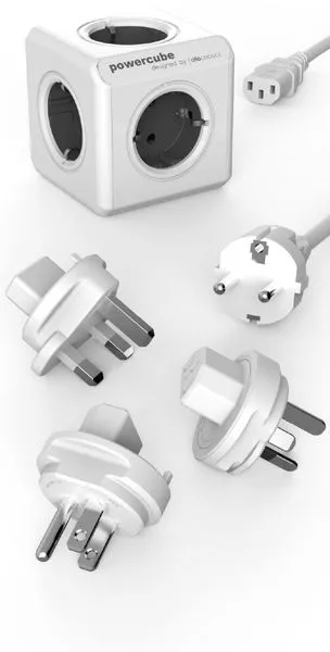 allocacoc PowerCube ReWirable Travel Plugs GRAU + DE Kabel, Reiseadapter & 5x Ve