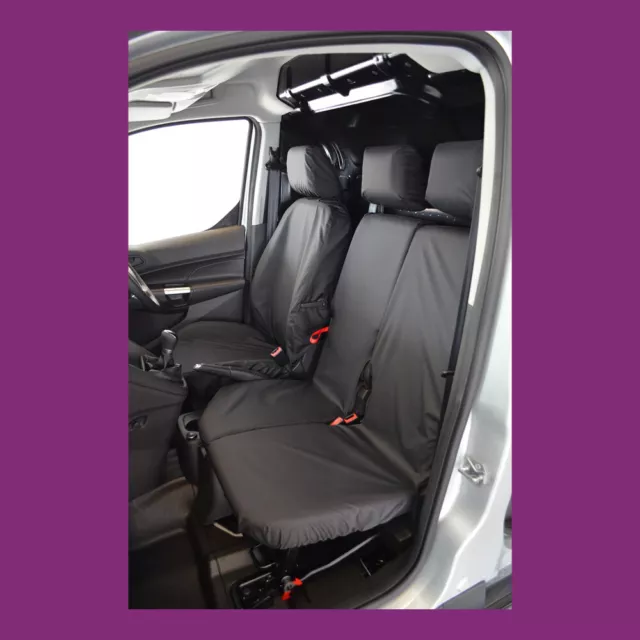 Ford Transit Connect 2018+ Tailored Waterproof Front 3 Black Seat Covers