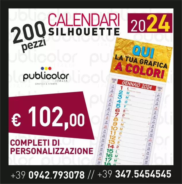 200 Calendari Olandesi Silhouette 2024 Personalizzati Stampati A Colori