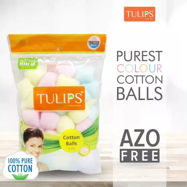 Bolas De Algodón Multicolor 100% PureTulips (50 Piezas) - Paquete De 1 -...