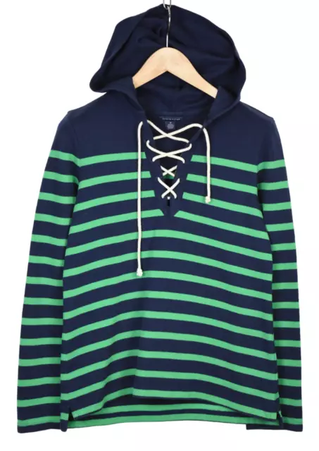 Felpa con cappuccio TOMMY HILFIGER da uomo MEDIA a righe blu e verde cinturini pullover